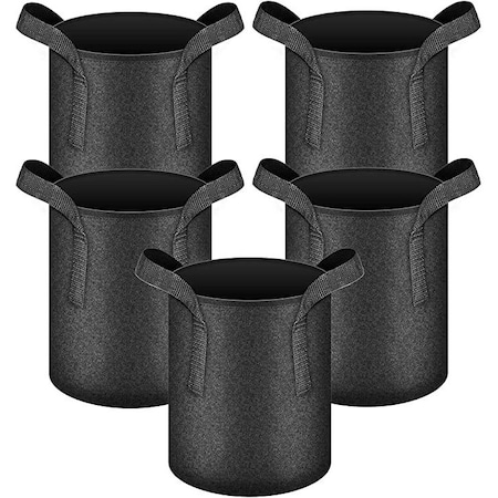 Ipower Grow Bag, 2-gallon, 5-pack, Black, 5PK GLGROWBAG2X5BLK